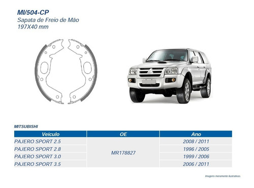 Sapata Freio Mão Mitsubishi Pajero Sport  Fras-le Mi/504cp