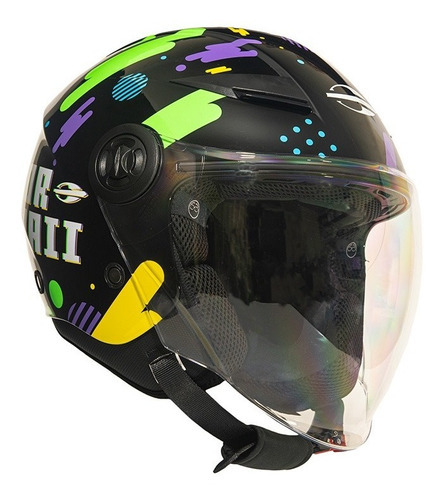 Capacete Aberto Mormaii Lite Viseira Longa Moto Scooter Jet Cor Lite Galaxy Tamanho do capacete L-60