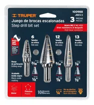 Comprar Juego De Brocas Escalonadas 3 Pzas En Óxido Negro Truper