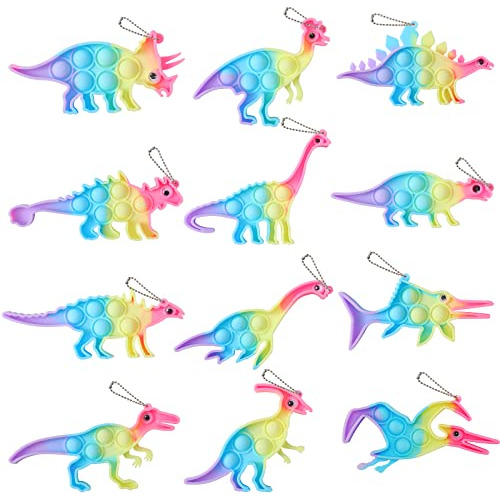 Paquete De 12 Llaveros Mini Pop Con Forma De Dinosaurio