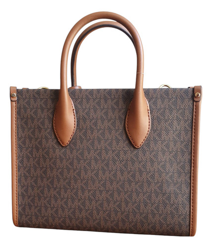 Michael Kors Tote Café Bolsa Chica Original Café Estampado Logos Oro Caqui