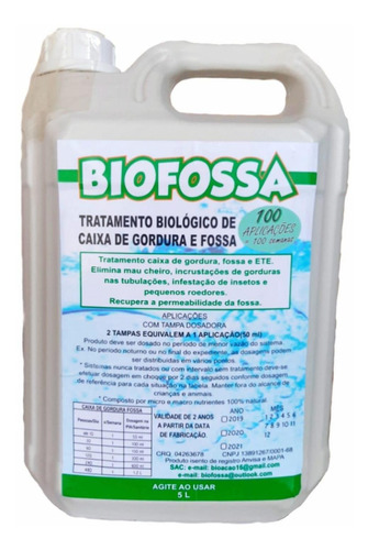 Biofossa 5l 100 Aplicações Produto Fossa Caixa De Gordura