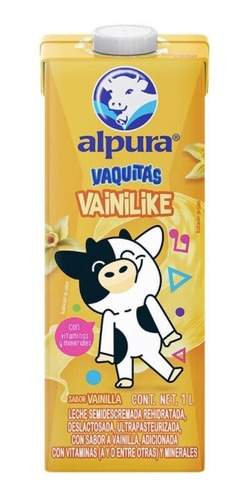 Leche Alpura Vaquitas Sabor A Vainilla 1 L 12pzas