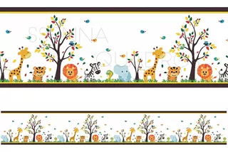 Faixa Decorativa Infantil Bebê Papel Parede Safari Animais