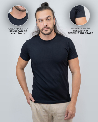 Camiseta Masculina Básica Slim Fit Elegante