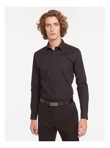 Camisa Hombre M/l Negro  Seven Algodón 45010676-10