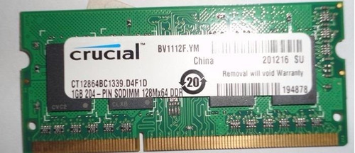 Ram Para Laptop Ddr3 2gb Marca Crucial