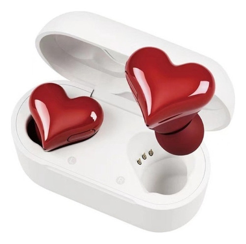 Auriculares Bluetooth En Forma De Corazón Con De Color Rojo