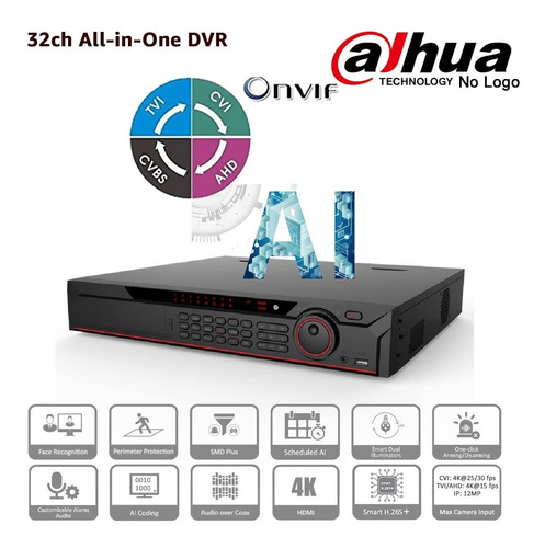 Dvr 32 Canales 5mpx  Pentahibrido  Hasta 5m-n Dahua H.265