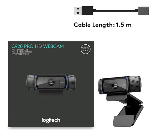 Cámara Web Logitech C920 Hd Pro, Negra