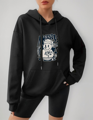 Sudadera Hoodie Mujer Con Capucha Estampada Creative Snowman