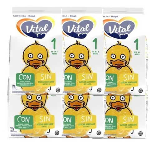 Vital 1 Nf Leche En Polvo Pouch 1kg Combo X 6