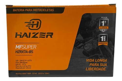 Bateria Moto Haizer Shineray 150gy 7ah 12v (ytx7a-bs)