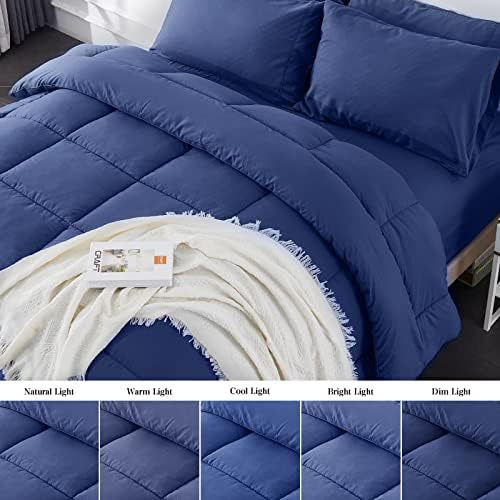 Newspin Queen Bed In A Bag - Juego De Edredón Azul De 7 Piez