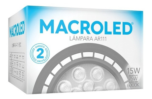 Lampara Led Macroled Ar111 Pvc 15w Gris Gu10 