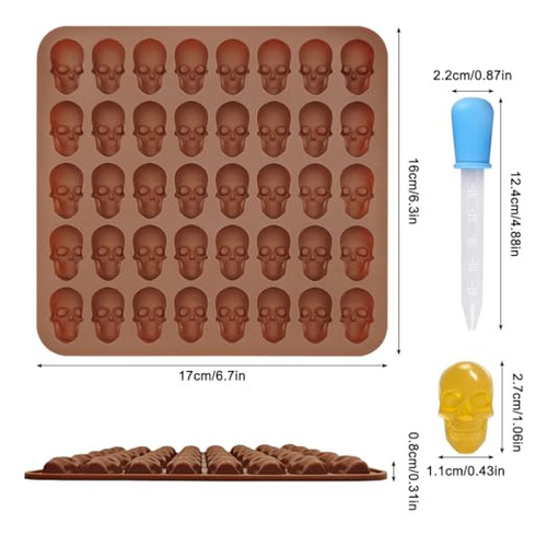Molde De Silicona Afunta Skull, 3 Minimoldes Antiadherentes
