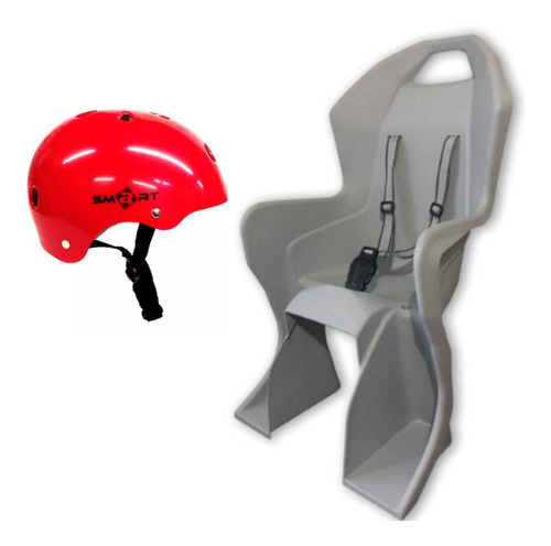 Imagen 1 de 10 de Combo Silla Bicicleta Niño Bebe Smart Grande Trasera+ Casco