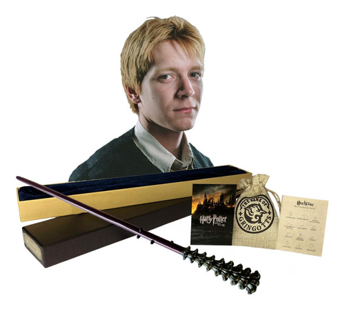 Varita De Fred Weasley + Caja + Saco + Gemelos  Harry Potter