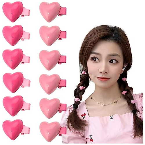 Pequeño Corazón Clips De Pelo Rosa Kawaii Mini 7q2na