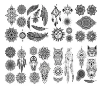 Comprar Kotbs 8 Hojas De Tatuajes De Henna Negros, Tatuajes Para Y