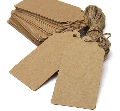 Kit 100 Tags Kraft Com Cordão De Sisal Incluso