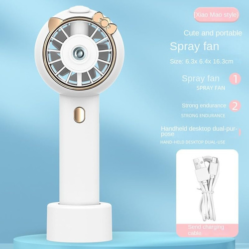 Ventilador De Mano Con Nebulización Usb Recargable Blanco