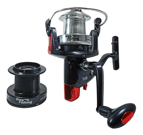 Molinete Pesca Praia Way Fishing Turin 6000 6 Rol Long Cast Cor Preto/Vermelho