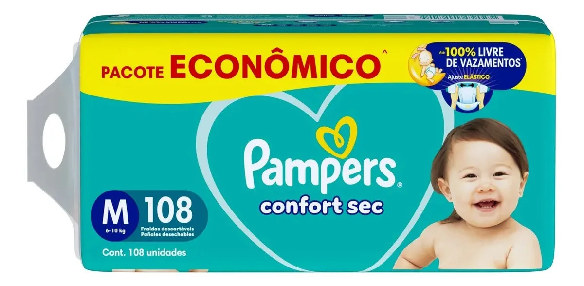 Fralda Pampers Confort Sec Tamanho M, 108 Un