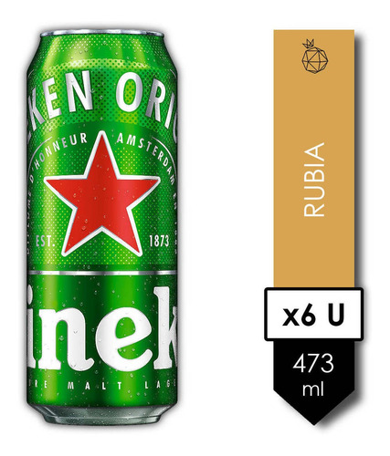 Imagen 1 de 9 de Heineken . Cerveza . 473ml X 6 - Tomate Algo® -