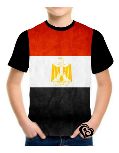 Camiseta Bandeira Do Egito Masculina Infantil Blusa