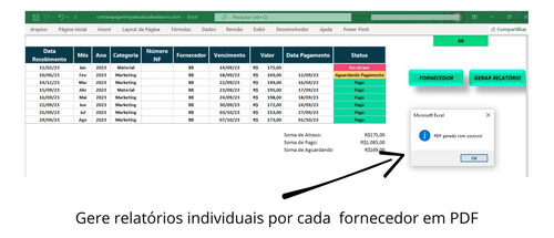 Sistema Excel Contas A Pagar/receber- Com Alerta Vencimento