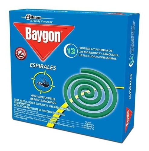 Imagen 1 de 4 de Baygon Espirales Anti Mosquitos Y Zancudos Caja De 12 Und