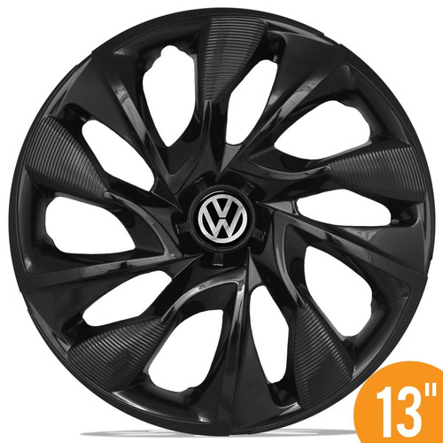 Jogo De Calotas Esportivas Ds4 13 Black + Emblema Volkswagen