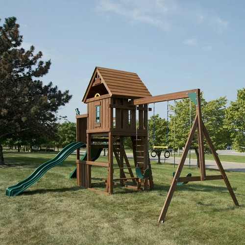 Casa De Madera, Niños Resbaladilla Tobogan Diversion Juego