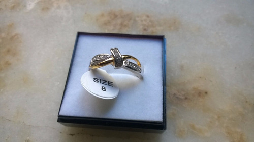 Anillo Oro Goldfilled Blanco/amarillo Zafiros (lab)/circ T8