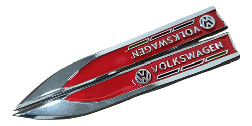 Emblema Volkswagen X2 Lateral Alemania Metál 3d Lujo (rojo)