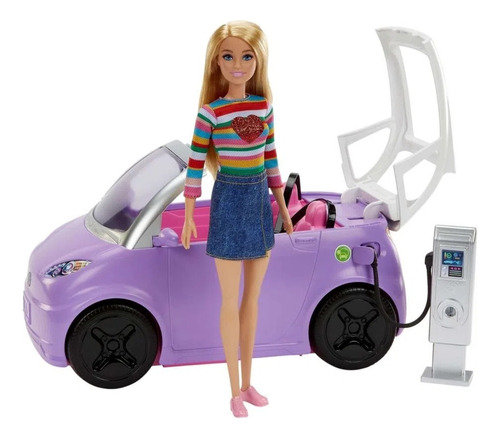 Carro Barbie Estación Carga Eléctrica Convertible Entrega Ya