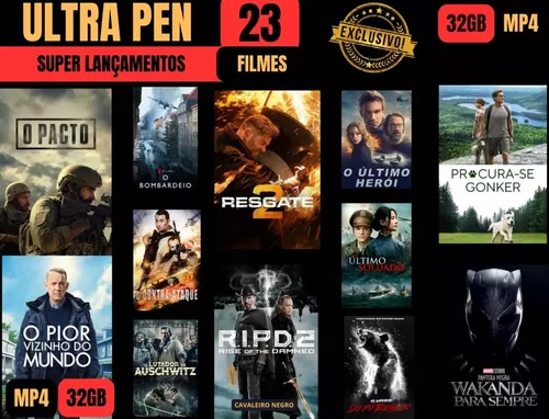 Pen Drive 32gb 25 Filmes Lançamentos Dublados Lista De 350