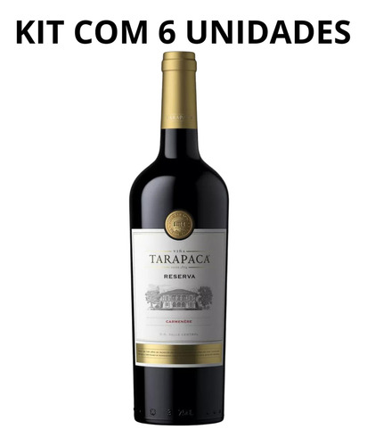 Vinho Chileno Tarapacá Carmenére Reserva 750ml Tto Kit Com 6