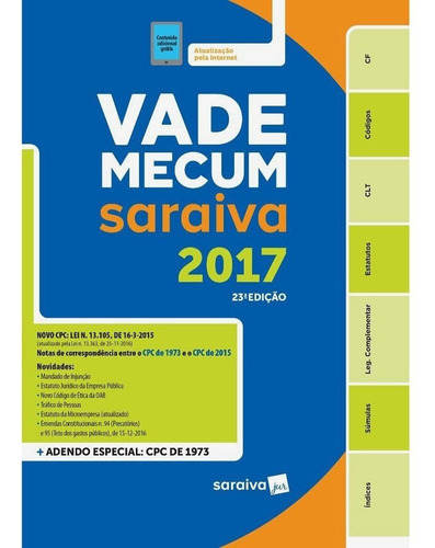 Vade Mecum Tradicional Saraiva 2017 23ª Edicao, De Saraiva. Editora Saraiva Em Português