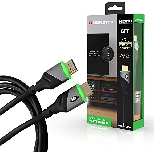 Monster Cable Hdmi 4k Hdr De Alta Velocidad De 6 Pies Con Lu