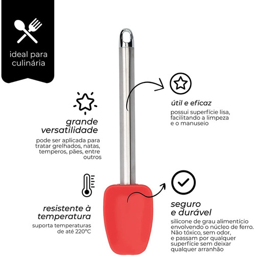 Imagem 7 de 8 de Espátula Silicone Com Cabo De Aço Inox Mimo Style