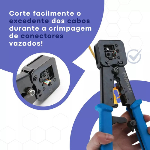 Crimpador Rj45 Rj12 Rj11 Ethernet Cabo Rede Conector Vazado