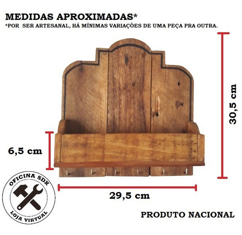 Porta-chave Cartas Correspondencia Estilo Art Deco Artesanal