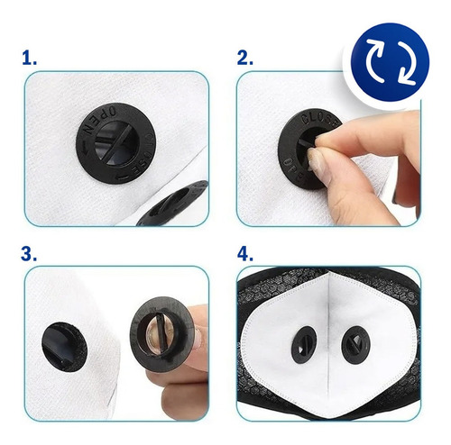 Imagen 8 de 10 de Cubrebocas N95 Lavable Reusable 2 Válvulas Filtro Deportivo