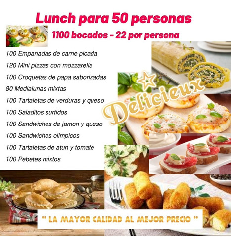 Servicio De Lunch P/50p 1100 Bocados 22x Pers ¡ Gran Promo !