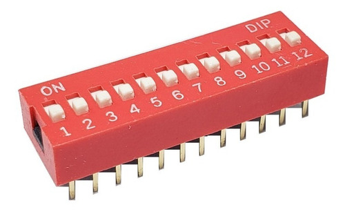 Pack X 5 Interruptor Dip Switch 12 Posiciones 2.5mm Rojo