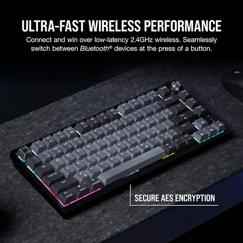 Teclado Mecanico Corsair K65 Plus Wireless 75% Cherry Mx Red Rgb Icue Color Negro