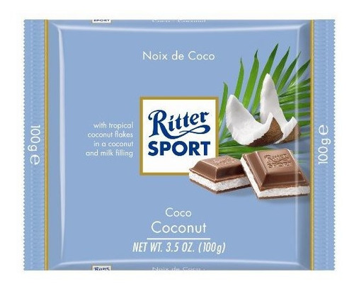 El Chocolate Ritter Sport, Coco, 3,5 Onza (paquete De 12).