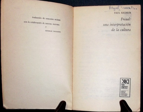 Paul Ricoeur. Freud Una Interpretacion De La Cultura 1978 (Usado)